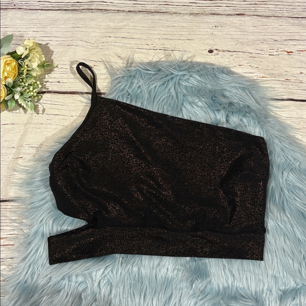 Beyond Yoga Softshine Wanderlust Cropped Tank Womens Small Black Gold
